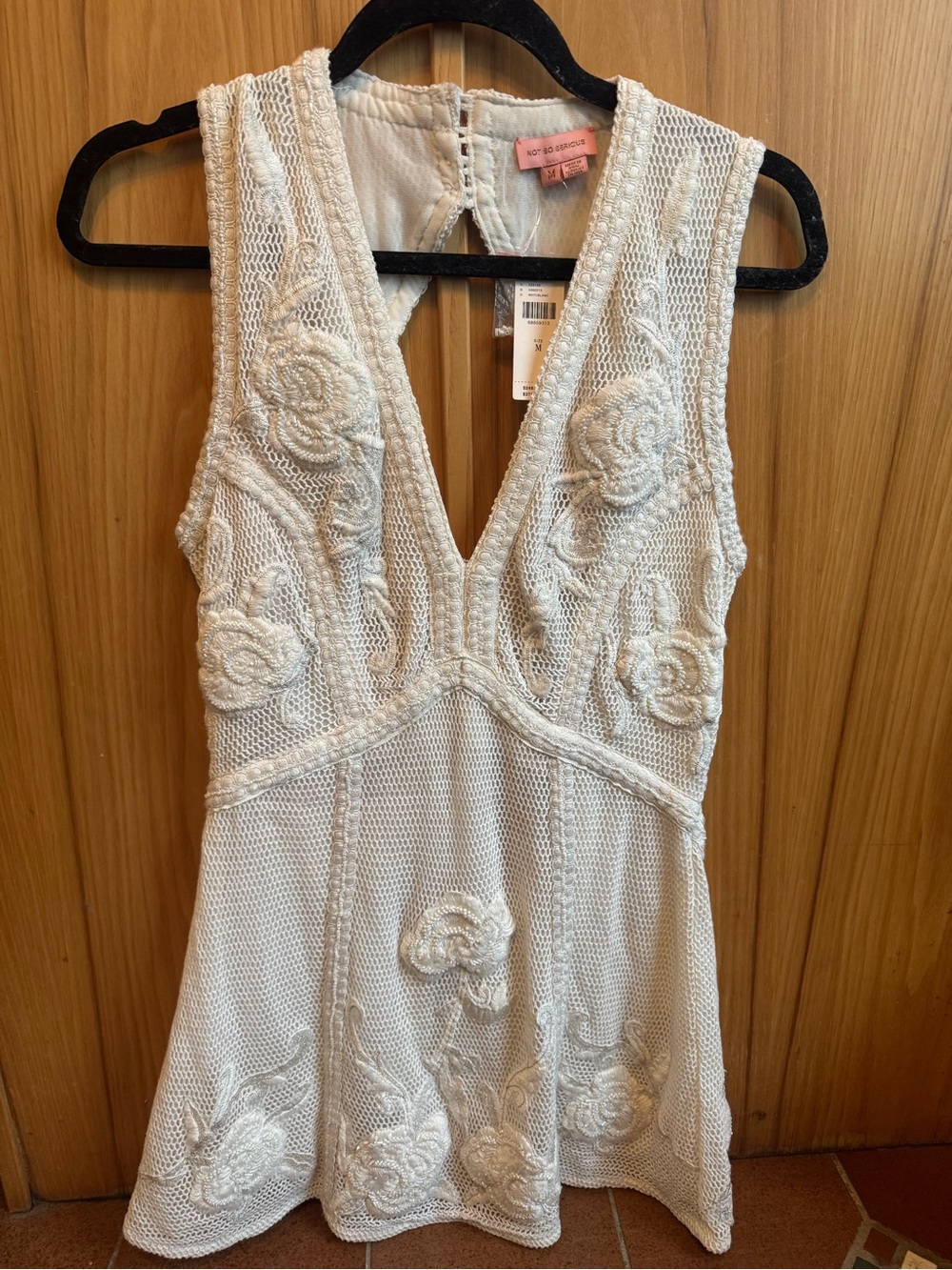 Knot Sisters Ivory Floral Embroidered V-Neck Mini Dress
